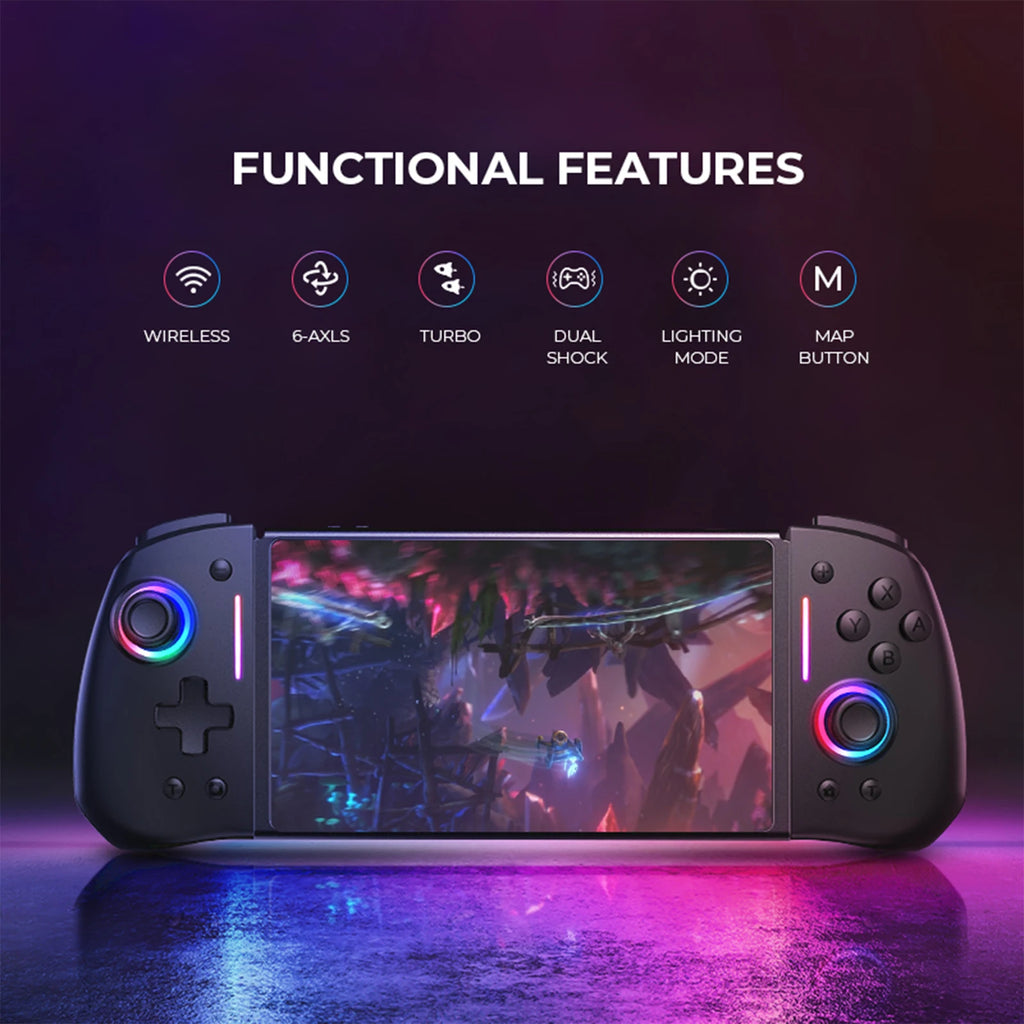 Hyperion Ergonomic Design Wireless Game Controller Black Gamepad with RGB Lights for Nintendo Switch